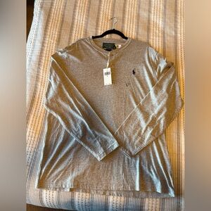 NWT Ralph Lauren Gray Long Sleeve Henley size XL